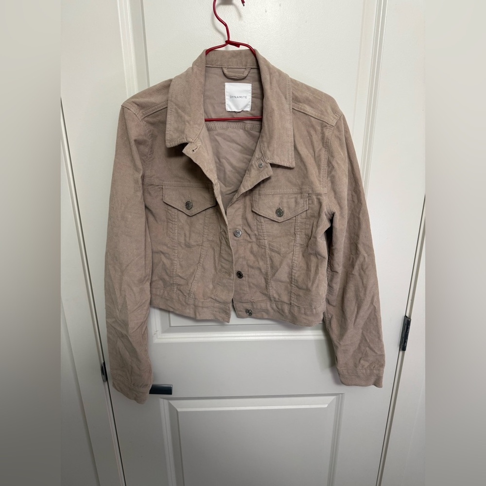 Dynamite Women's Corduroy Cropped Tan Jacket in size L - Picture 2 of 8